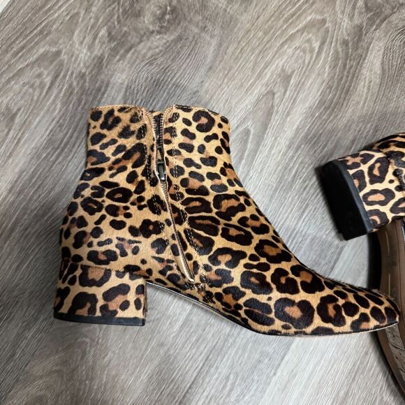 Dolce Vita Ankle Bootie Womens 7 Tan/Brown Cheetah Leopard Print Cow Fur Boots - Picture 3 of 10